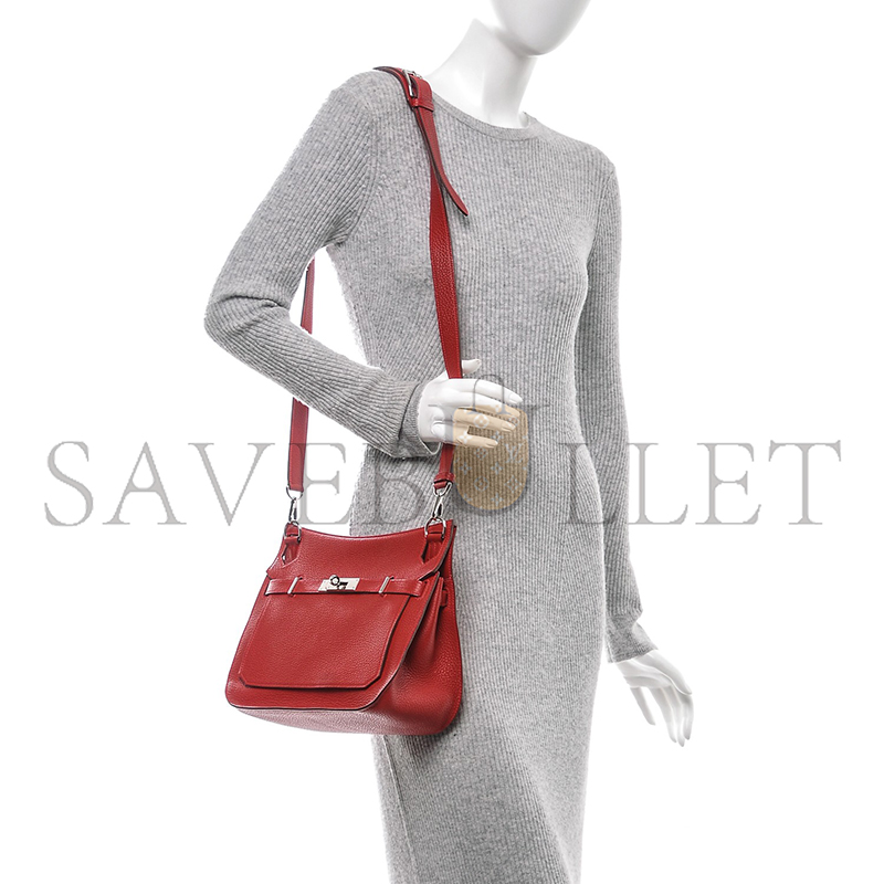 H**mes taurillon clemence jypsiere 28 rouge casaque (28*22*12cm)